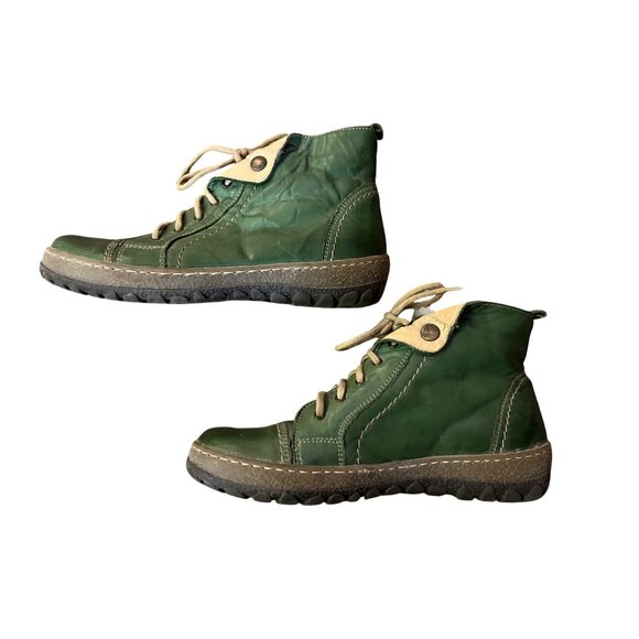 V-Italia 1041 Kiki Boots Women’s 38 / 7.5 Green Leather Fleece Lined Poland - Picture 2 of 13